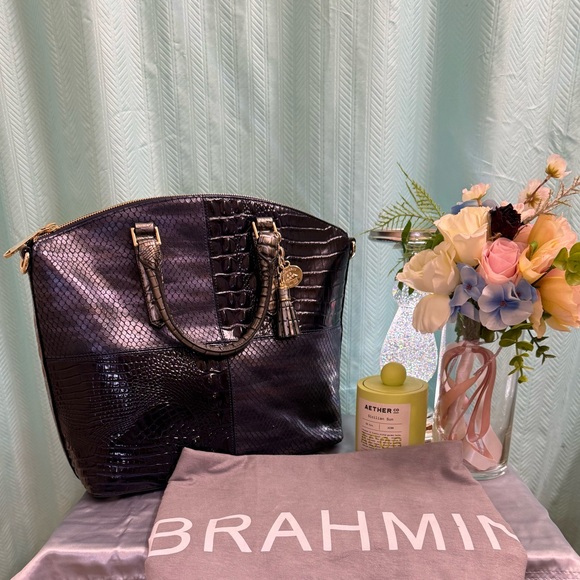 🎉HOST PICK🎉 RARE! NWOT - Brahmin Large Croc & Snake Embossed Duxbury Satchel - Picture 11 of 11